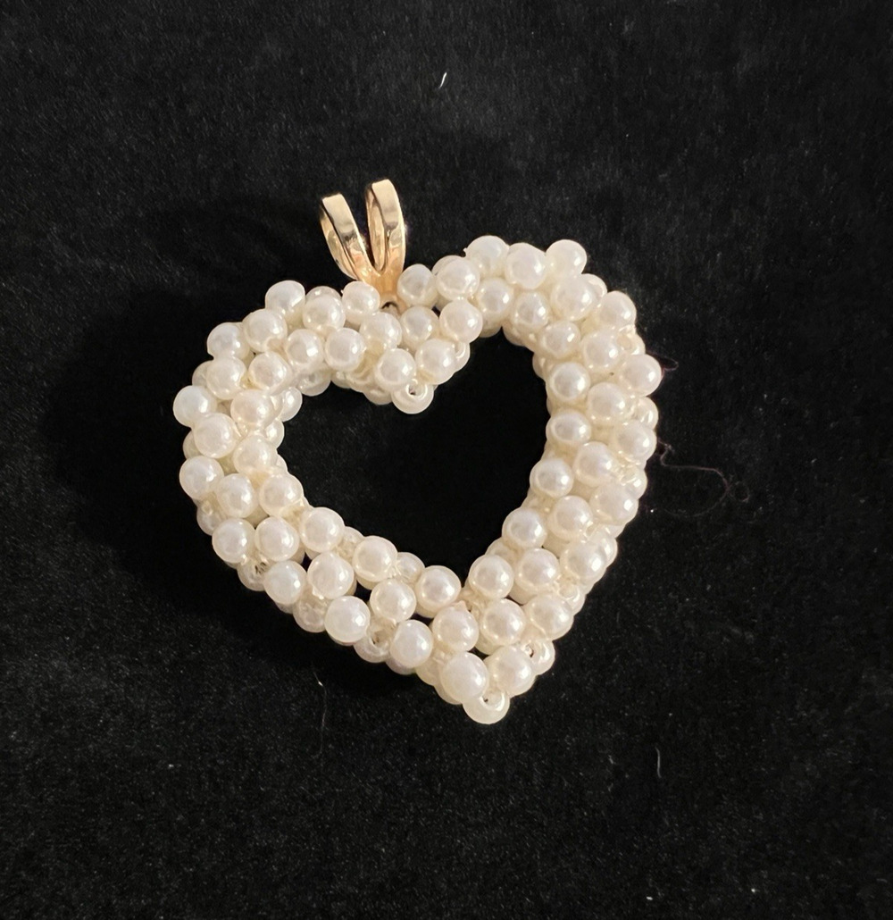 Faux Pearl Heart Pendant Gold Plated Clasp Wedding Ready
